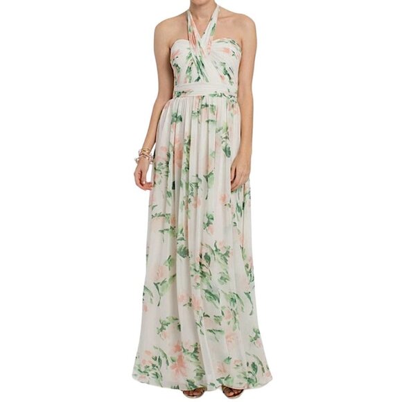 CAMILLE LE VIE Floral Chiffon Print Tie Neck Halter Maxi Dress Gown - Picture 3 of 12